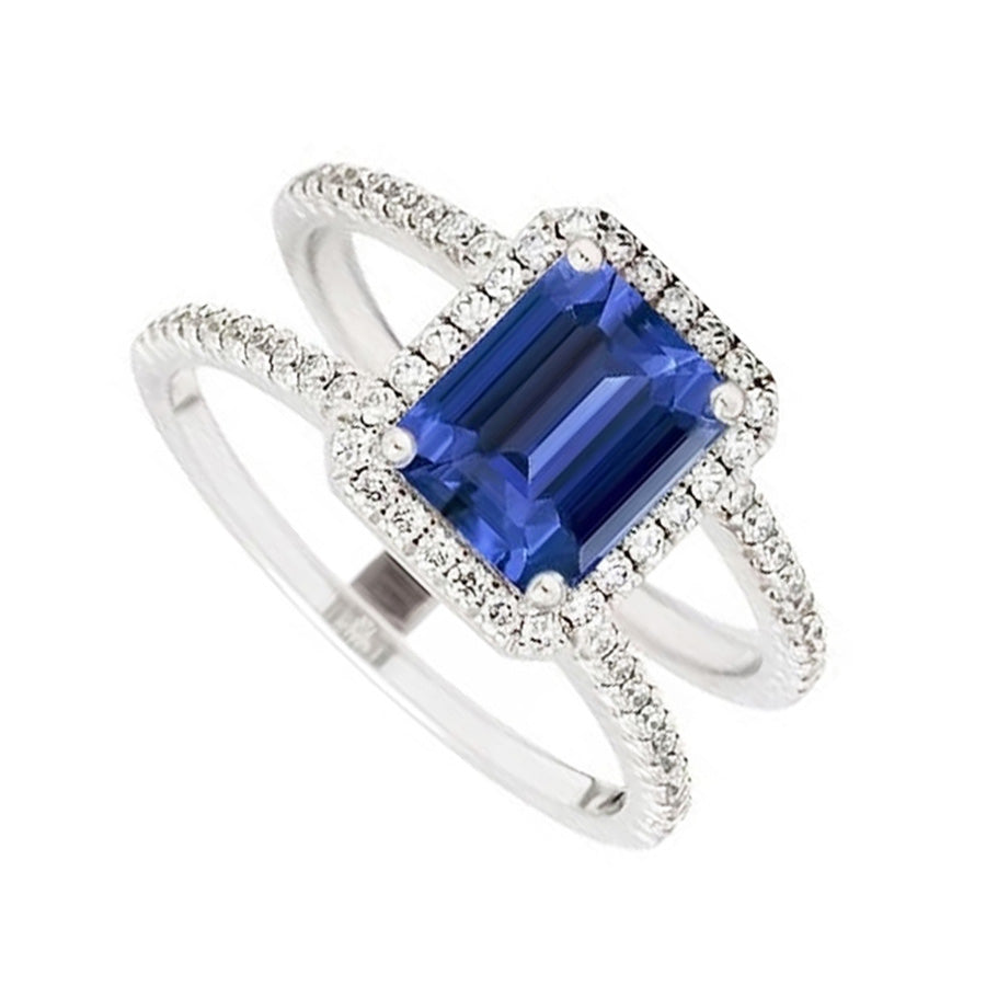 Ceylon Sapphire Halo Engagement Ring 3 carats Natural Earth Mined Diamond Jewelry