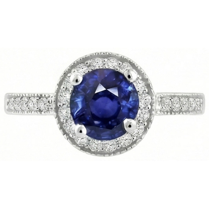 natural round sapphire 1.50ct ring side angle