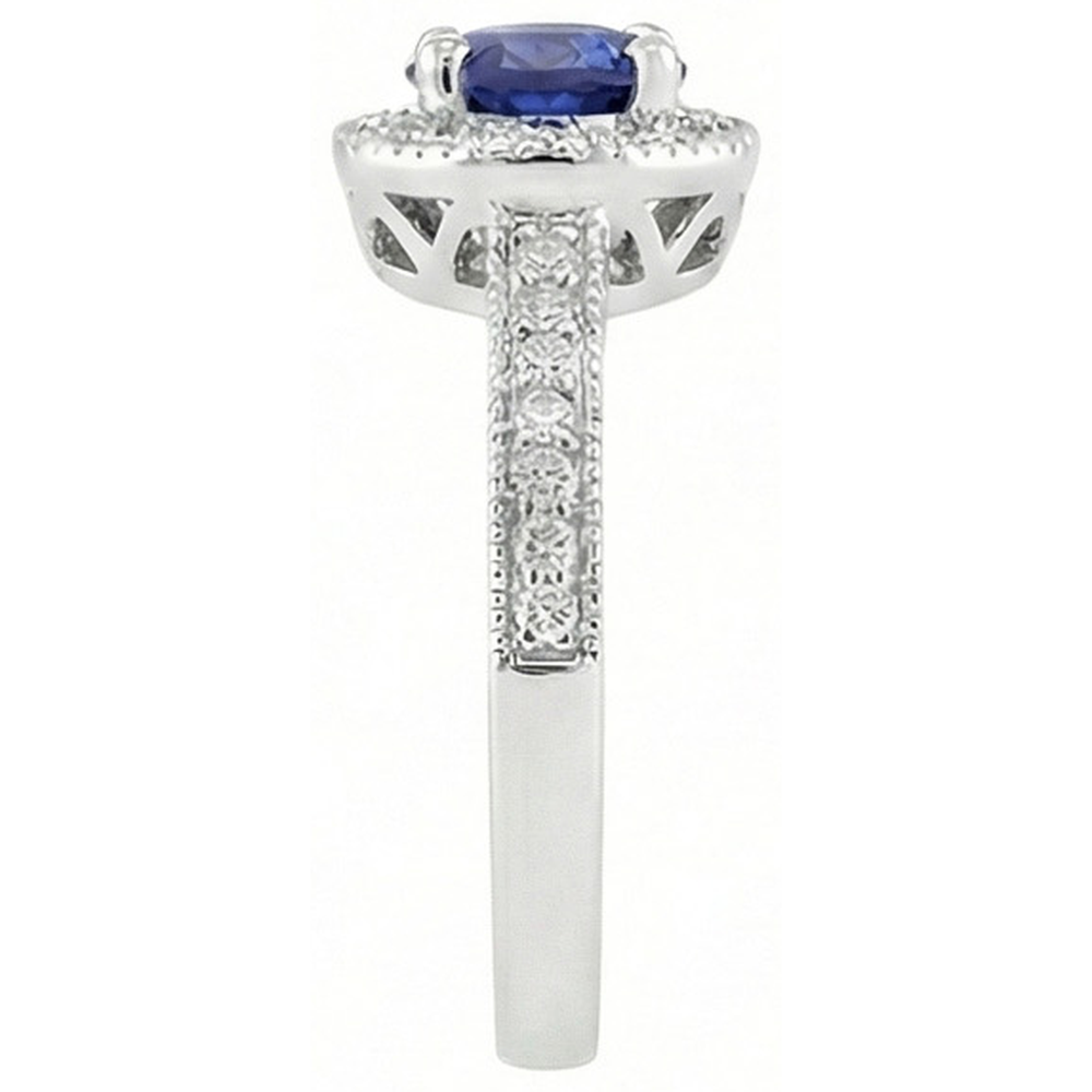 natural round sapphire 1.50ct ring profile view