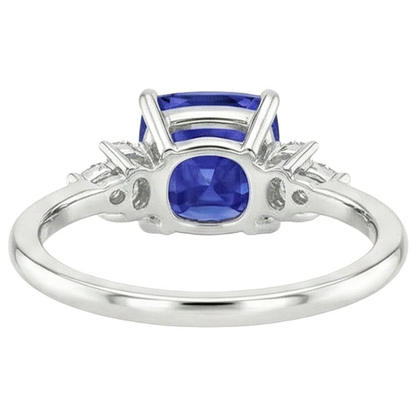 Ceylon Sapphire Marquise Natural Earth Mined Diamond Ring