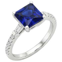 Ceylon Sapphire Natural Earth Mined Diamond Accents Ring Solitaire Princess Cut 5.50 Carat