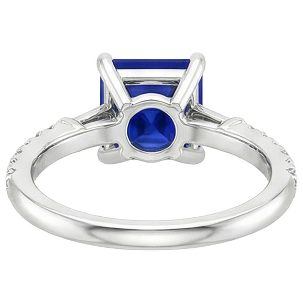 Ceylon Sapphire Natural Earth Mined Diamond Accents Ring Solitaire Princess Cut 5.50 Carat