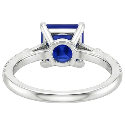 Ceylon Sapphire Natural Earth Mined Diamond Accents Ring Solitaire Princess Cut 5.50 Carat