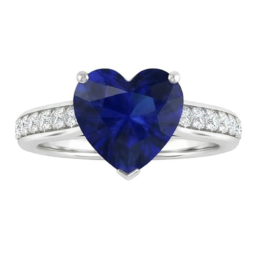Ceylon Sapphire Natural Earth Mined Diamond Ring 4 Carats Tapered Shank Gemstone Jewelry