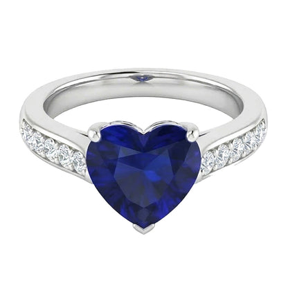Ceylon Sapphire Natural Earth Mined Diamond Ring 4 Carats Tapered Shank Gemstone Jewelry