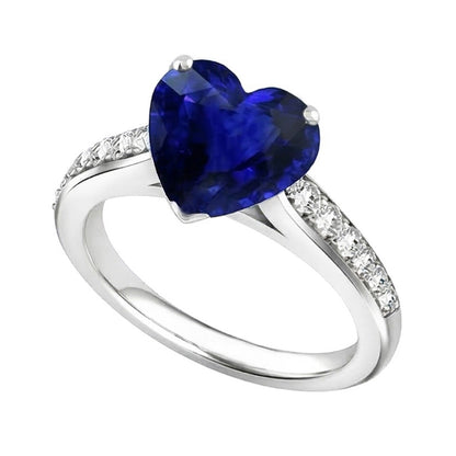 Ceylon Sapphire Natural Earth Mined Diamond Ring 4 Carats Tapered Shank Gemstone Jewelry