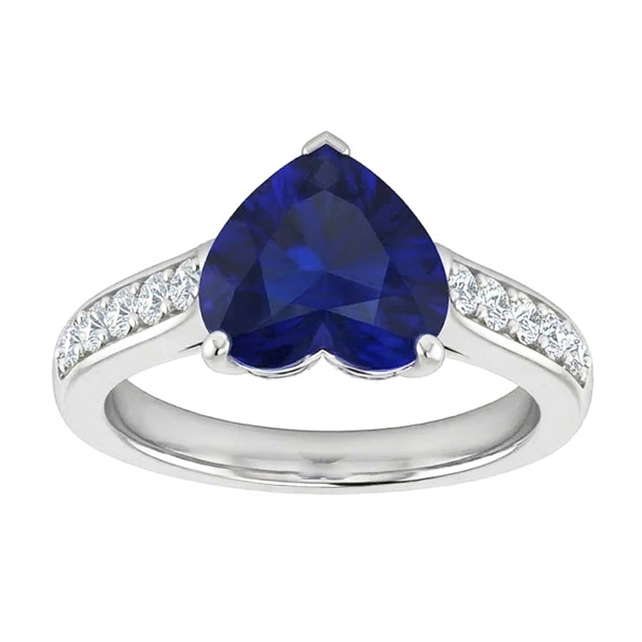 Ceylon Sapphire Natural Earth Mined Diamond Ring 4 Carats Tapered Shank Gemstone Jewelry