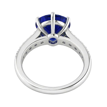 Ceylon Sapphire Natural Earth Mined Diamond Ring 4 Carats Tapered Shank Gemstone Jewelry