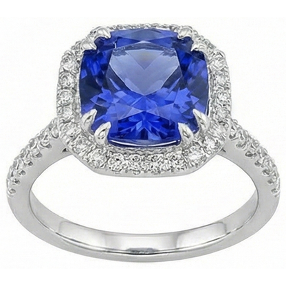 Ceylon Color Sapphire IGI CERTIFIED Diamonds 8 Carats Ring White Gold 14K