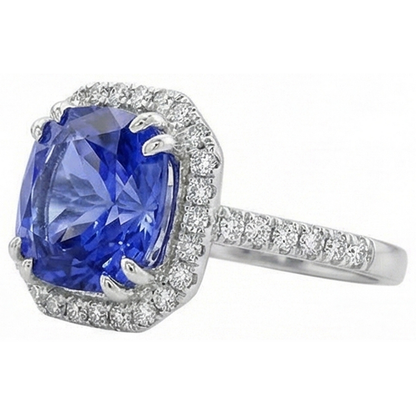 Ceylon Color Sapphire IGI CERTIFIED Diamonds 8 Carats Ring White Gold 14K