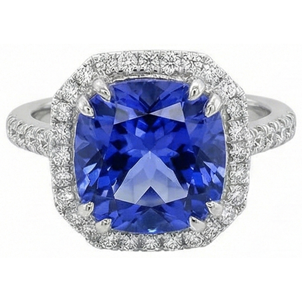Ceylon Color Sapphire IGI CERTIFIED Diamonds 8 Carats Ring White Gold 14K