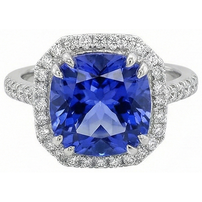 Ceylon Color Sapphire IGI CERTIFIED Diamonds 8 Carats Ring White Gold 14K