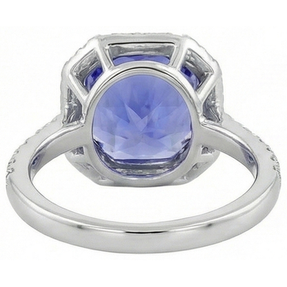 Ceylon Color Sapphire IGI CERTIFIED Diamonds 8 Carats Ring White Gold 14K