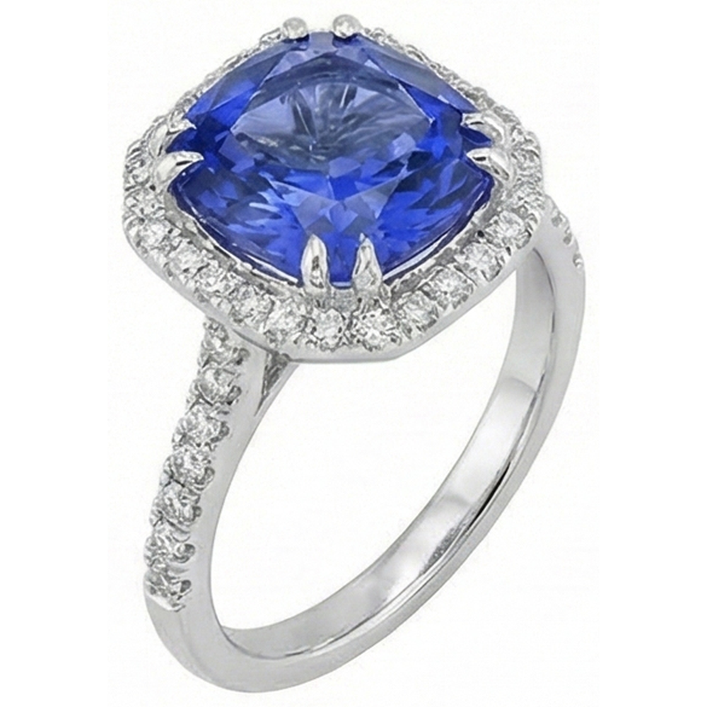 Ceylon Color Sapphire IGI CERTIFIED Diamonds 8 Carats Ring White Gold 14K