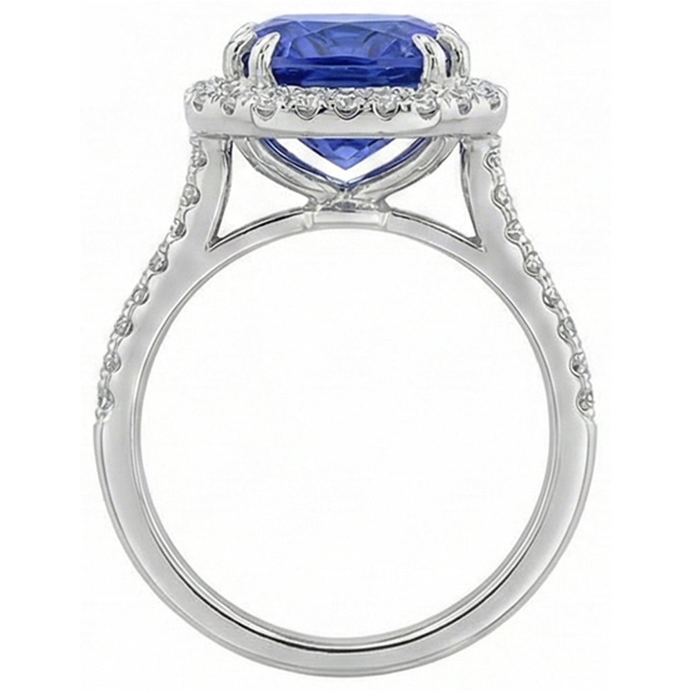 Ceylon Color Sapphire IGI CERTIFIED Diamonds 8 Carats Ring White Gold 14K