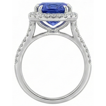 Ceylon Color Sapphire IGI CERTIFIED Diamonds 8 Carats Ring White Gold 14K
