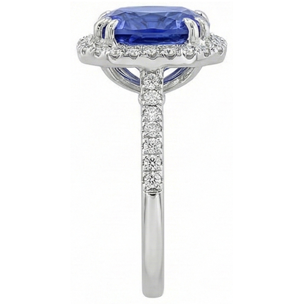 Ceylon Color Sapphire IGI CERTIFIED Diamonds 8 Carats Ring White Gold 14K
