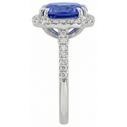 Ceylon Color Sapphire IGI CERTIFIED Diamonds 8 Carats Ring White Gold 14K