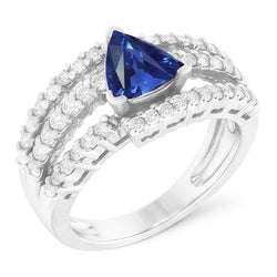 Ceylon Sapphire Ring With Natural Earth Mined Diamonds