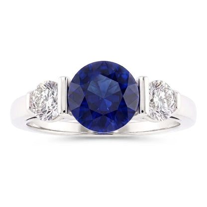 Ceylon Sapphire Ring With Natural Earth Mined Diamonds