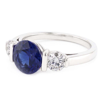 Ceylon Sapphire Ring With Natural Earth Mined Diamonds