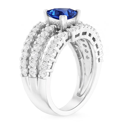 Ceylon Sapphire Ring With Natural Earth Mined Diamonds