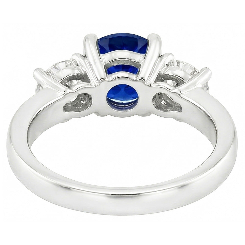 Ceylon Sapphire Round Natural Earth Mined Diamond Ring 3.50 Carats Ladies Jewelry