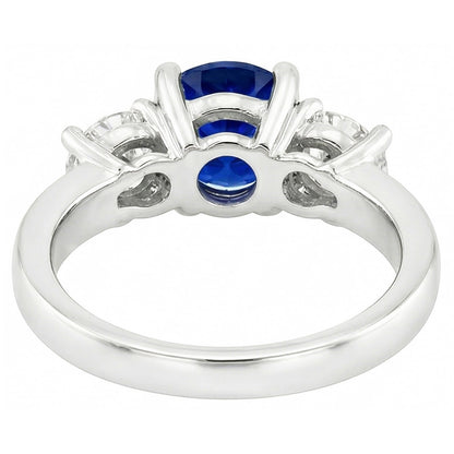 Ceylon Sapphire Round Natural Earth Mined Diamond Ring 3.50 Carats Ladies Jewelry