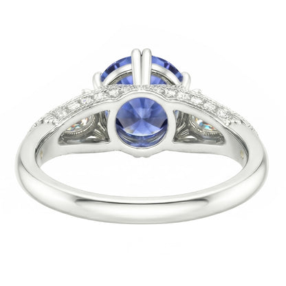 Ceylon Sapphire Round Natural Earth Mined Diamond Ring Antique Style 2.75 Carats
