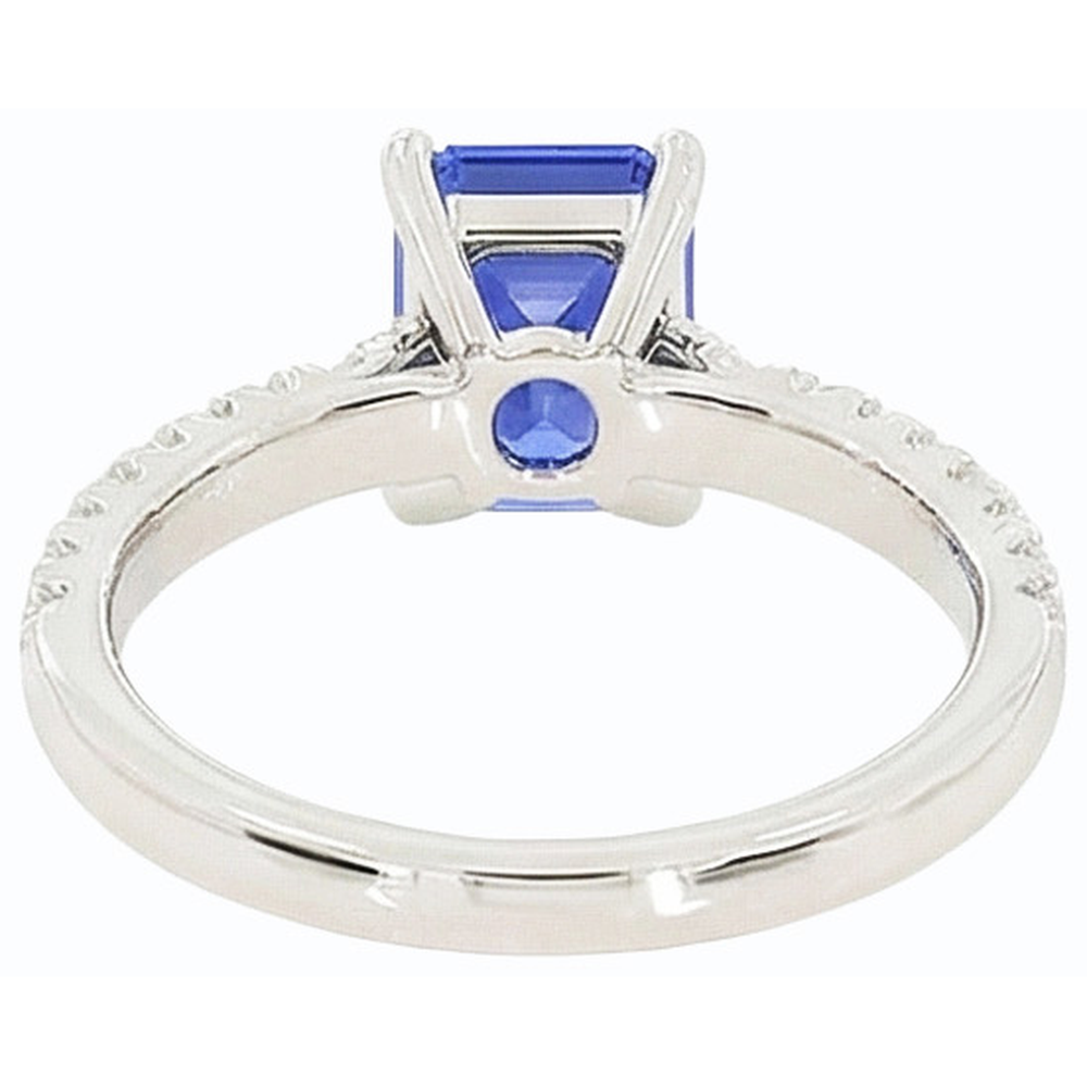 Ceylon Sapphire Solitaire Ring And Round Natural Earth Mined Diamonds 3.75 Carats
