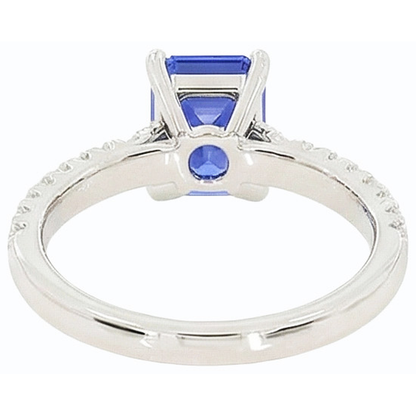 Ceylon Sapphire Solitaire Ring And Round Natural Earth Mined Diamonds 3.75 Carats
