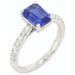 Ceylon Sapphire Solitaire Ring And Round Natural Earth Mined Diamonds 3.75 Carats