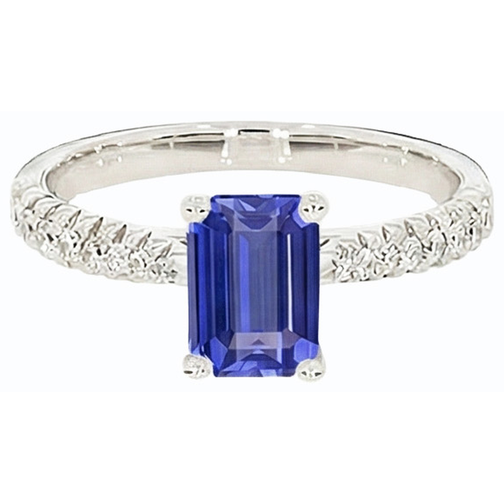 Ceylon Sapphire Solitaire Ring And Round Natural Earth Mined Diamonds 3.75 Carats