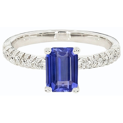 Ceylon Sapphire Solitaire Ring And Round Natural Earth Mined Diamonds 3.75 Carats