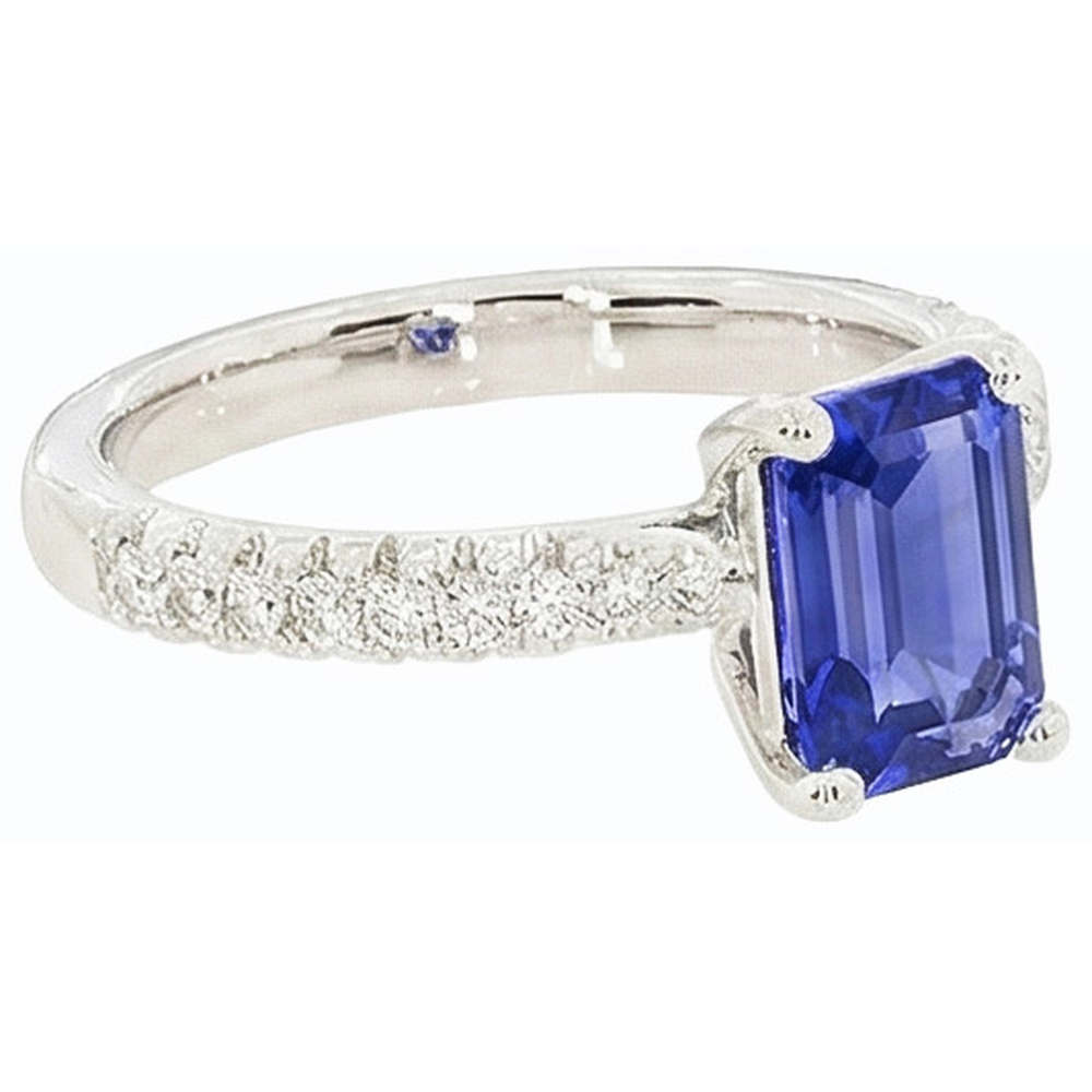 Ceylon Sapphire Solitaire Ring And Round Natural Earth Mined Diamonds 3.75 Carats