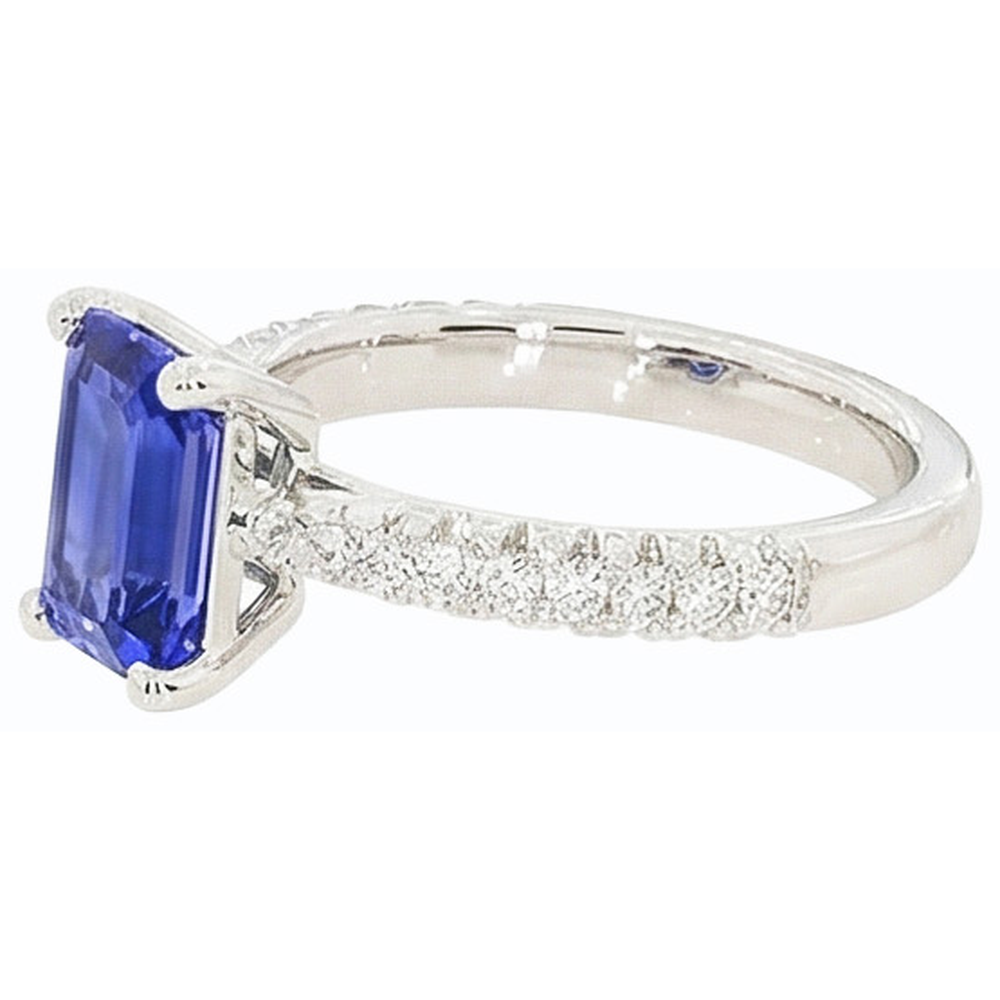 Ceylon Sapphire Solitaire Ring And Round Natural Earth Mined Diamonds 3.75 Carats