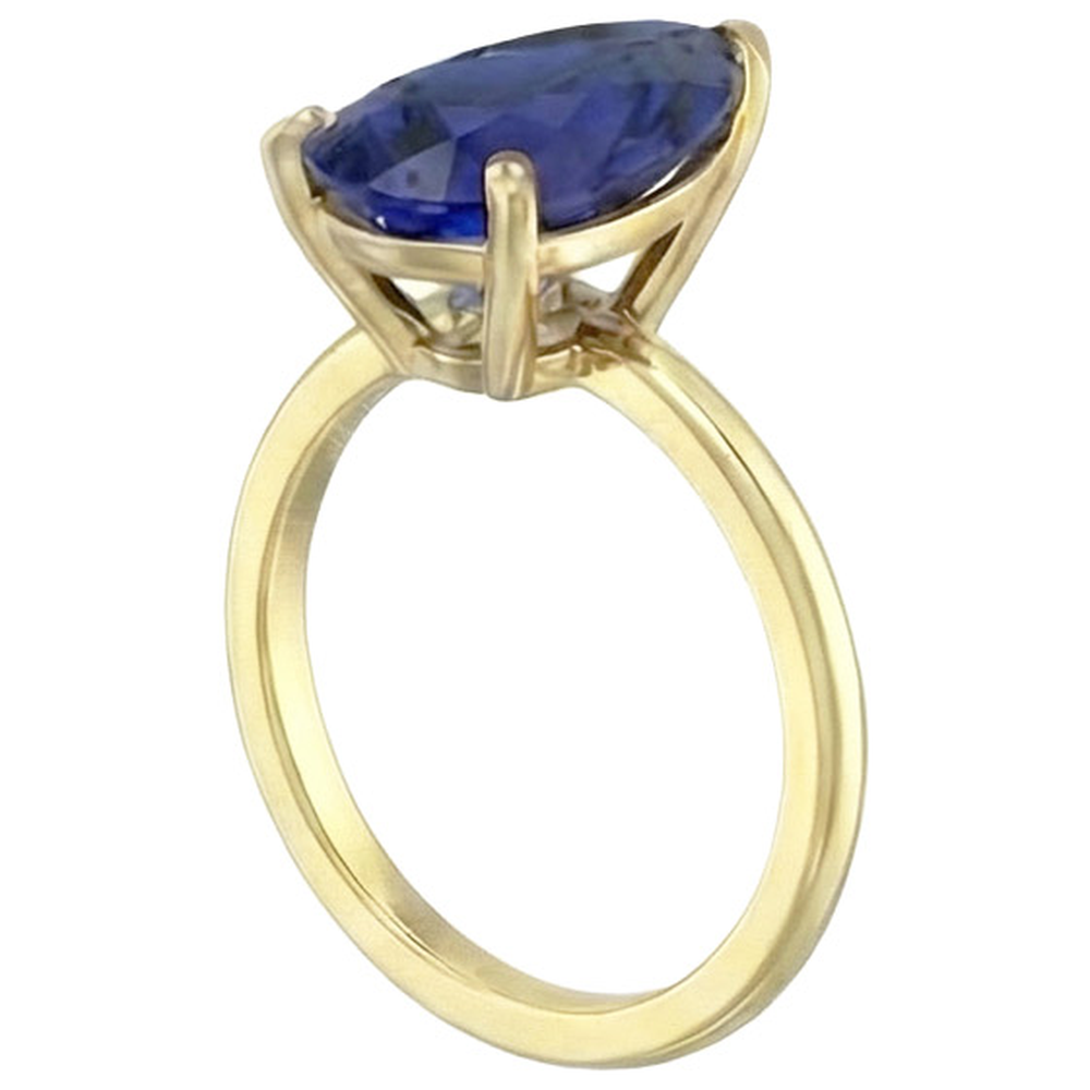 Natural Real ( Not Lab Grown )  Ceylon Sapphire Solitaire Ring Teardrop Style Pear 3.50 Carats