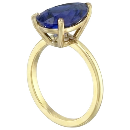 Natural Real ( Not Lab Grown )  Ceylon Sapphire Solitaire Ring Teardrop Style Pear 3.50 Carats