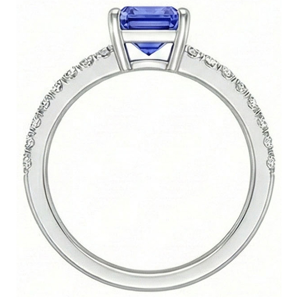 Ceylon Sapphire Solitaire Ring With Accents 3 Carats Pave Set Natural Earth Mined Diamonds