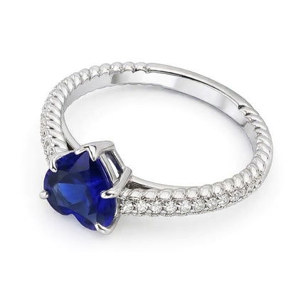 Ceylon Sapphire Solitaire Ring & Pave Set Natural Earth Mined Diamond Accents 2.50 Carats