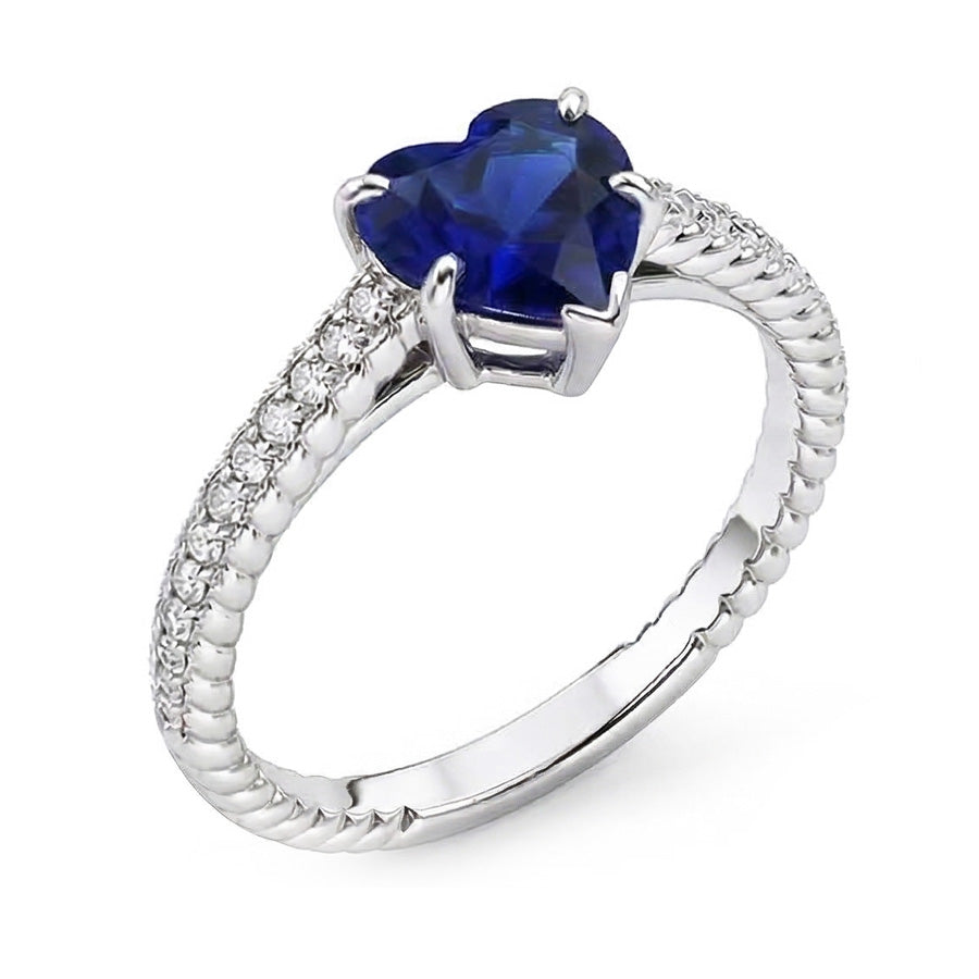 Ceylon Sapphire Solitaire Ring & Pave Set Natural Earth Mined Diamond Accents 2.50 Carats