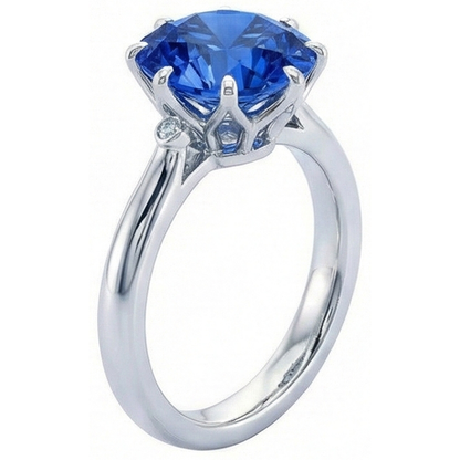 Ceylon Sapphire With Natural Earth Mined Diamonds 1.90 Ct Ring White Gold 14K