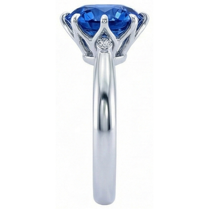 Ceylon Sapphire With Natural Earth Mined Diamonds 1.90 Ct Ring White Gold 14K