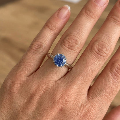 Ceylon Sapphire With Natural Earth Mined Diamonds 1.90 Ct Ring White Gold 14K