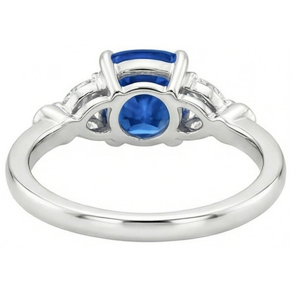 Ceylon Sapphire With Natural Earth Mined Diamonds 2.70 Ct Ring White Gold 14K