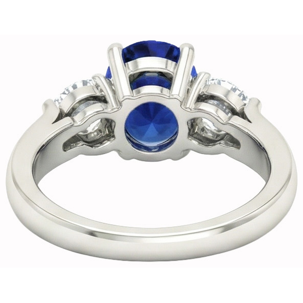 Ceylon Sapphire With Natural Earth Mined Diamonds 3 Carats Ring White Gold