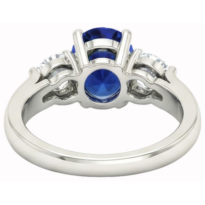 Ceylon Sapphire With Natural Earth Mined Diamonds 3 Carats Ring White Gold