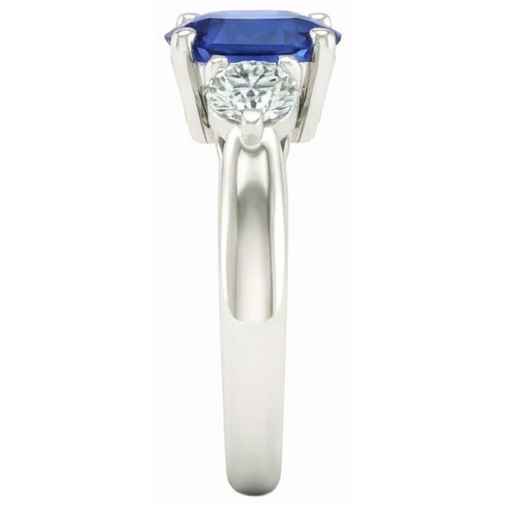 Ceylon Sapphire With Natural Earth Mined Diamonds 3 Carats Ring White Gold