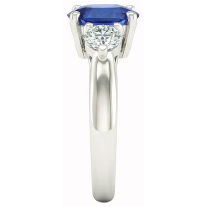 Ceylon Sapphire With Natural Earth Mined Diamonds 3 Carats Ring White Gold