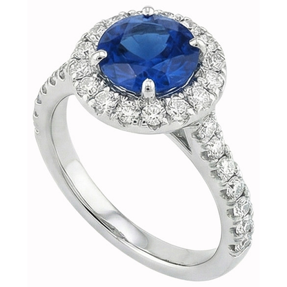 Ceylon Sapphire With Natural Earth Mined Diamonds Engagement Ring 3.90 Ct White Gold 14K